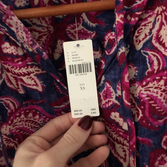 Pilcro Anthropologie Lucille Floral Button Front Tie Peasant Blouse XS N… - Picture 4 of 12